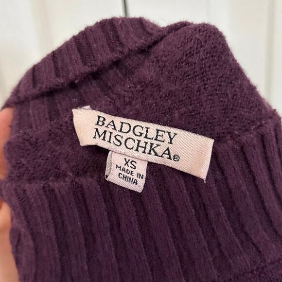 Badgely Mischka Purple Jewel Tone Mock Neck Viscose Blend Sweater XS - Picture 6 of 8